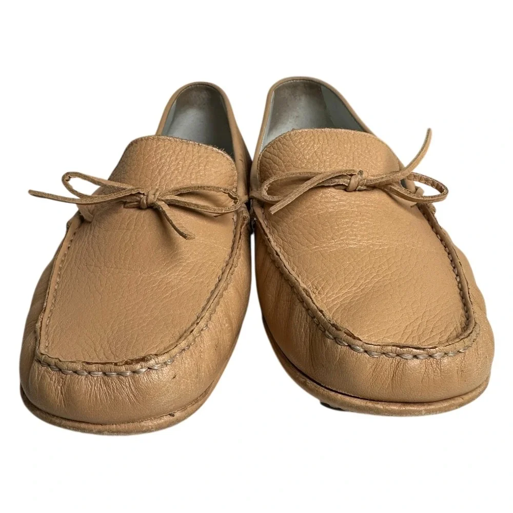 Antonio Melani Stockton Cocoa‎ Creme Leather Driving Loafers Sz 8 Preppy Comfort